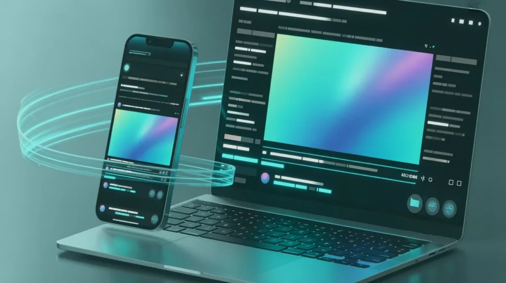 Professional video editing workspace with glowing blue and green AI-style effects representing Prodigmar’s brand design. Professional video editing workspace with glowing blue and green AI-style effects representing Prodigmar’s brand design.