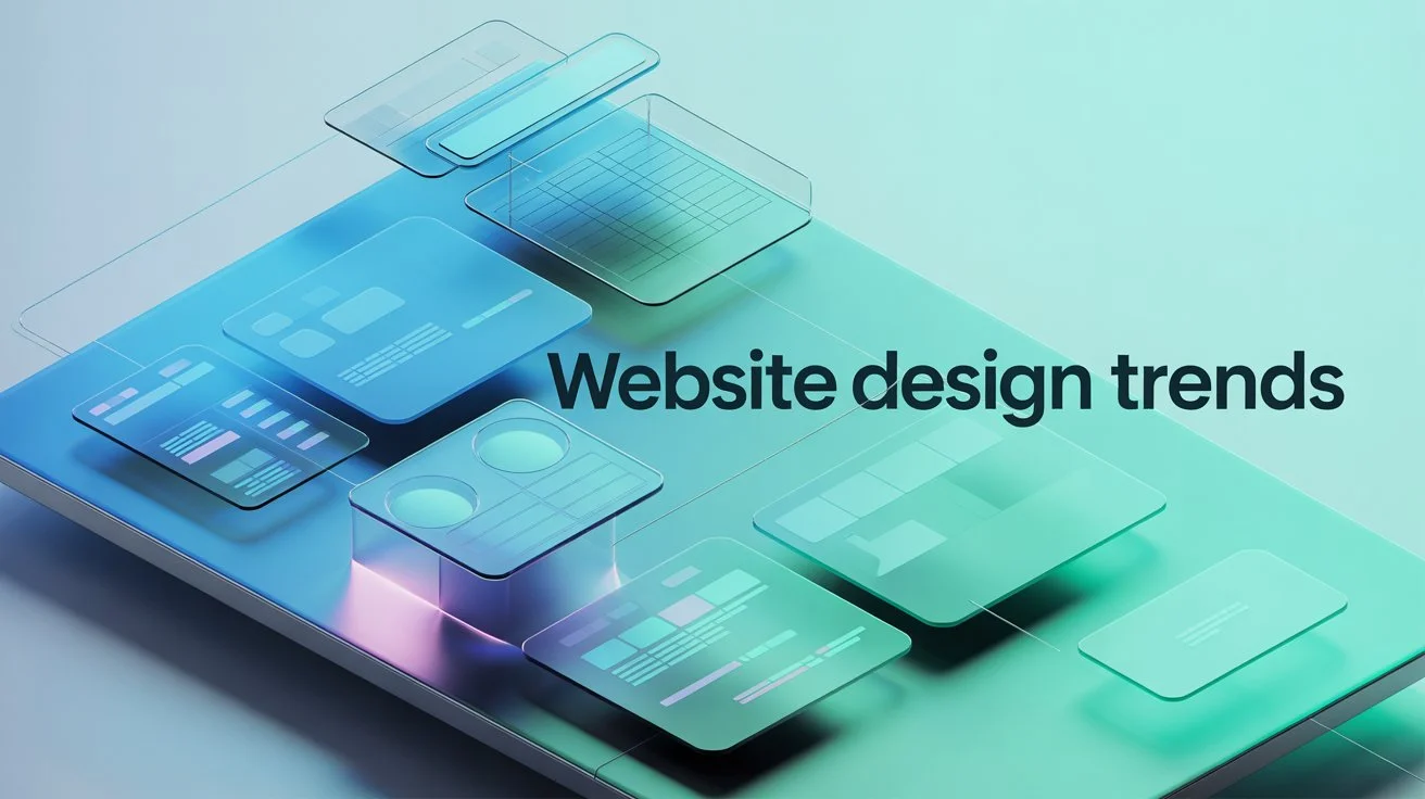 a-sleek-digital-dashboard-displaying-a-f_rrnnJqMXQIO4PYwlSUgNVw_NqZ3xTH0RFurzytqSxXN9A Futuristic website design interface with modern UI/UX elements, clean layout, and Prodigmar brand colors (#12B5E4, #35FBAC), showcasing modern Website Design Trends for high-converting business websites.