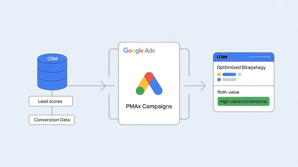 Integrating CRM data for offline conversions into Google Ads campaigns.