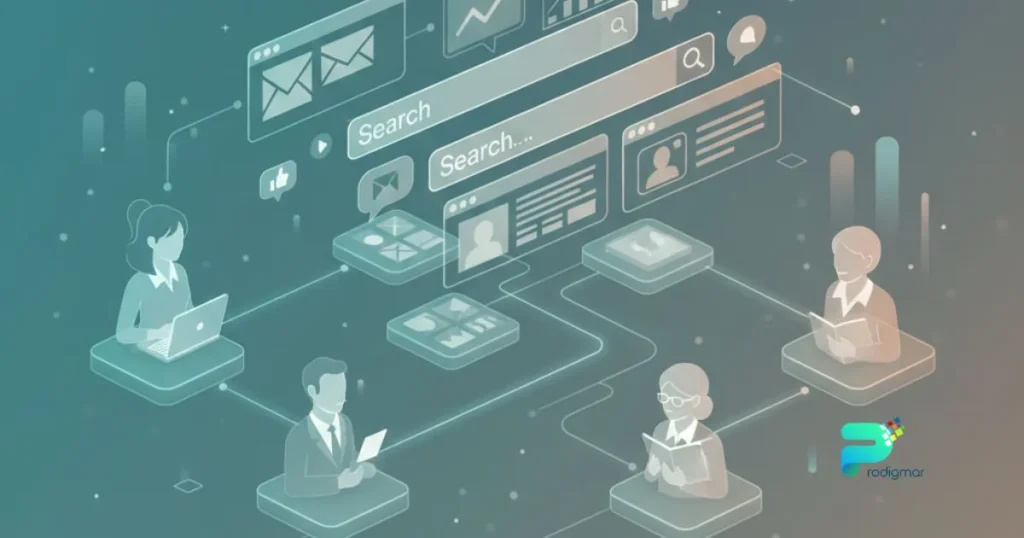 Illustration showing SEO strategies evolving from intent-based optimization to persona-driven content tailored to diverse audiences.