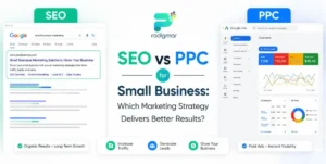 seo-vs-ppc-for-small-business-hero SEO vs PPC for small business comparison graphic.