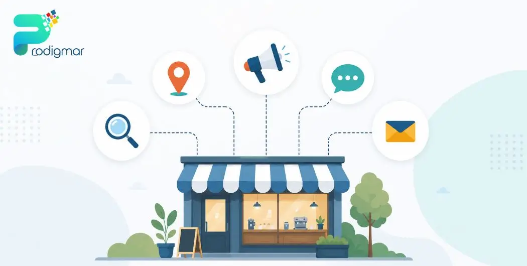 Local business digital marketing plan overview showing SEO, PPC, and social media channels