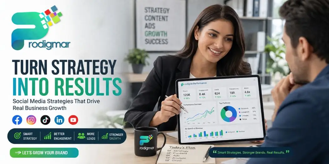 Digital Marketing Strategy and Performance Results A professional woman presenting digital marketing performance data on a tablet to a client, highlighting Instagram Ads Funnel: 7 Game-Changing Strategies.
