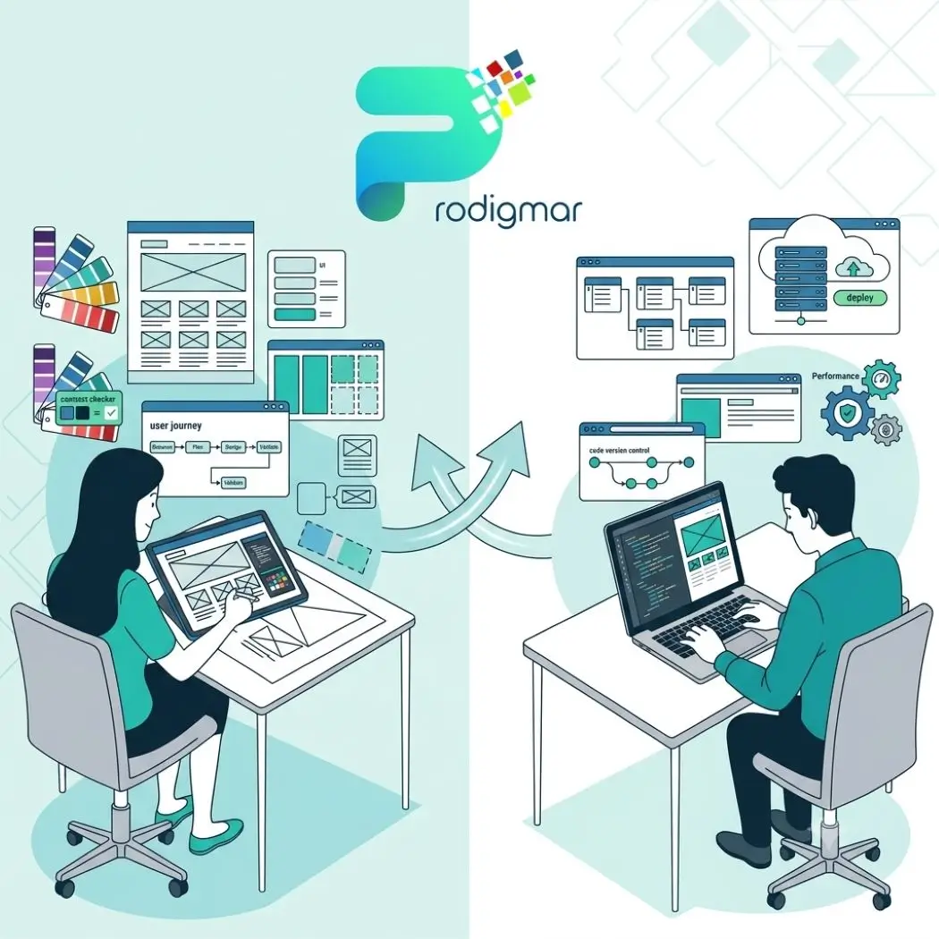 website-design-vs-website-development Website design vs website development comparison infographic