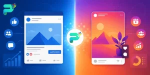 Social Media Marketing vs Paid Advertising Comparison Facebook Ads vs Instagram Ads comparison illustration for 2026 business marketing