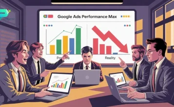 Marketing team analyzing underperforming Google Ads Performance Max campaign results.