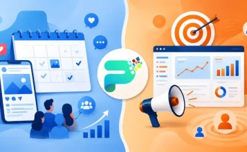 Social media marketing vs paid advertising comparison illustration showing organic content and paid ad targeting