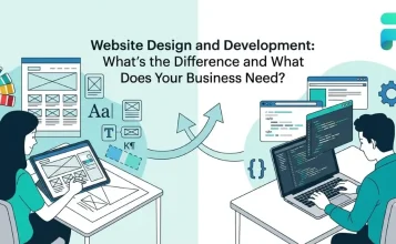 Website design and development process showing design and coding working together
